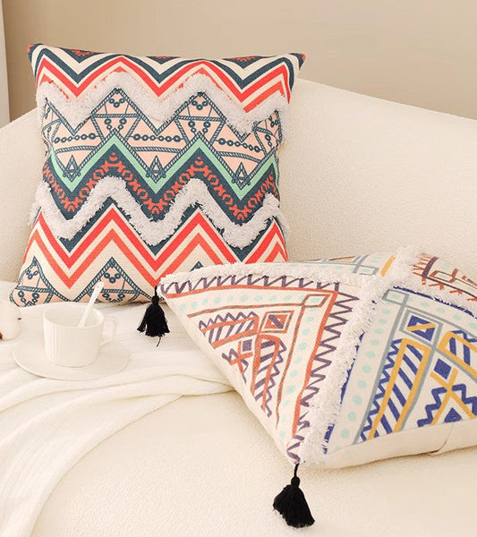 Square Pillows for Couch, Oriental Decorative Throw Pillows for Living Room, Geometric Modern Pillow Covers, Bohemian Decorative Sofa Pillows-ArtWorkCrafts.com