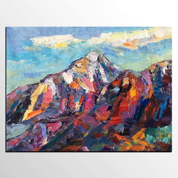 Abstract Mountain Painting, Landscape Wall Art Paintings, Custom Original Landscape Painting, Mountain Landscape Painting