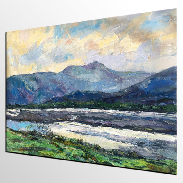 Landscape Canvas Painting, Canvas Wall Art Painting, Mountain Landscape Paintings, Custom Large Painting, Autumn Mountain Painting-ArtWorkCrafts.com