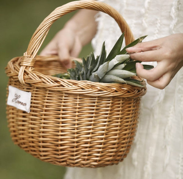 Hand-woven Wicker Storage Basket, Large Picnic Food Basket with Handle, Willow Weaving Baskets for Vegetable, Natural Fruit Basket, Kitchen Storage Baskets-ArtWorkCrafts.com