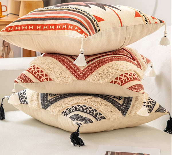Bohemian Decorative Sofa Pillows, Geometric Modern Pillow Covers, Square Pillows for Couch, Oriental Decorative Throw Pillows for Living Room-ArtWorkCrafts.com