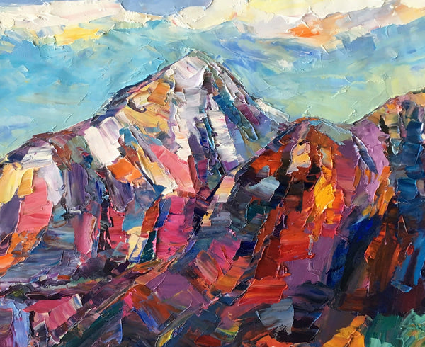 Abstract Mountain Painting, Landscape Wall Art Paintings, Custom Original Landscape Painting, Mountain Landscape Painting