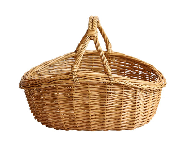 Large Kitchen Storage Baskets, Picnic Storage Basket with Handle, Hand-woven Wicker Storage Basket, Willow Weaving Baskets for Vegetable, Natural Fruit Basket-ArtWorkCrafts.com