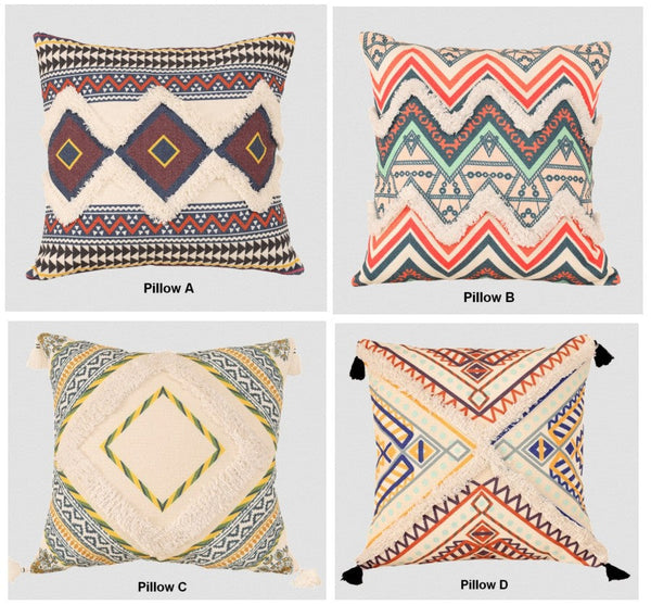 Square Pillows for Couch, Oriental Decorative Throw Pillows for Living Room, Geometric Modern Pillow Covers, Bohemian Decorative Sofa Pillows-ArtWorkCrafts.com