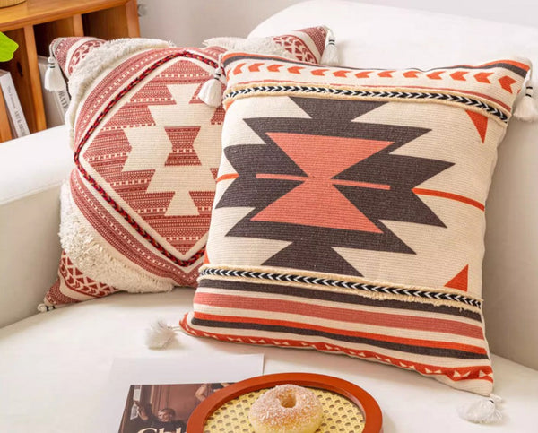 Geometric Modern Pillow Covers, Square Pillows for Couch, Oriental Decorative Throw Pillows for Living Room, Bohemian Decorative Sofa Pillows-ArtWorkCrafts.com