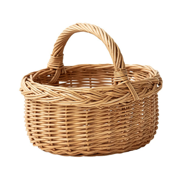 Small Kitchen Storage Baskets, Picnic Storage Basket with Handle, Hand-woven Wicker Storage Basket, Natural Fruit Basket, Willow Weaving Baskets for Vegetable-ArtWorkCrafts.com