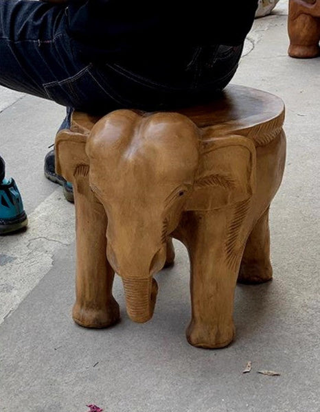 Elephant Sofa Stool, Dining Table Stool, Handmade Solid Wood low Stool, Elephant Wooden Stool, Creative Shoe-changing Stool-ArtWorkCrafts.com