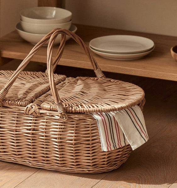 Extra Large Picnic Food Basket with Handle, Kitchen Storage Baskets, Natural Hand-woven Wicker Storage Basket, Lovely Willow Weaving Baskets for Vegetable, Natural Fruit Basket-ArtWorkCrafts.com
