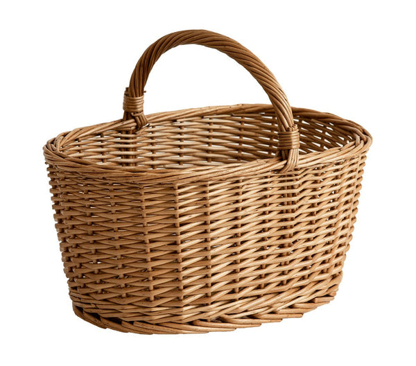 Small Picnic Storage Basket with Handle, Hand-woven Wicker Storage Basket, Willow Weaving Baskets for Vegetable, Natural Fruit Basket, Kitchen Storage Baskets-ArtWorkCrafts.com