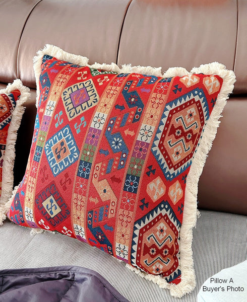 Oriental Throw Pillow for Couch, Bohemian Decorative Sofa Pillows for Bedroom, Geometric Decorative Throw Pillows for Living Room-ArtWorkCrafts.com