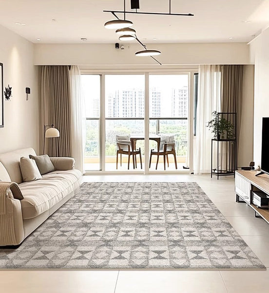 Modern Floor Rugs for Bedroom, Extra Large Geometric Modern Rugs for Office, Large Gray Floor Rugs for Living Room, Dining Room Floor Rug-ArtWorkCrafts.com