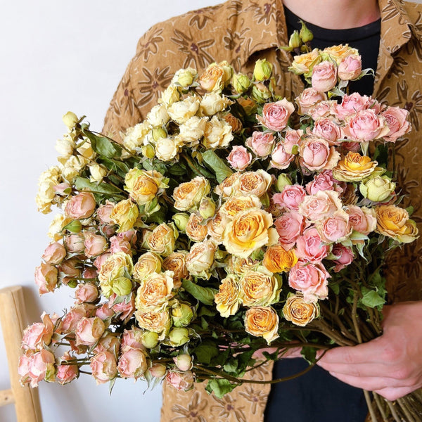 A Bouquet of Dried Rose Flowers, Dried Rose Flower Bouquet, Natural Dried Rose Flower Bunches, A Bunch Dried Rose Flowers, Red Yellow Purple Dried Rose Floral-ArtWorkCrafts.com