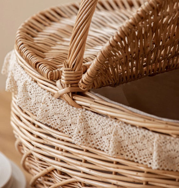 Extra Large Kitchen Storage Baskets, Picnic Storage Basket with Handle, Natural Hand-woven Wicker Storage Basket, Lovely Willow Weaving Baskets for Vegetable, Natural Fruit Storage Baskets-ArtWorkCrafts.com