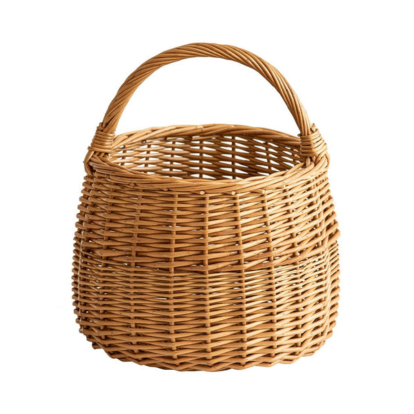 Storage Basket for Kitchen, Picnic Storage Basket with Handle, Hand-woven Wicker Storage Basket, Natural Fruit Basket, Willow Weaving Baskets for Vegetable-ArtWorkCrafts.com