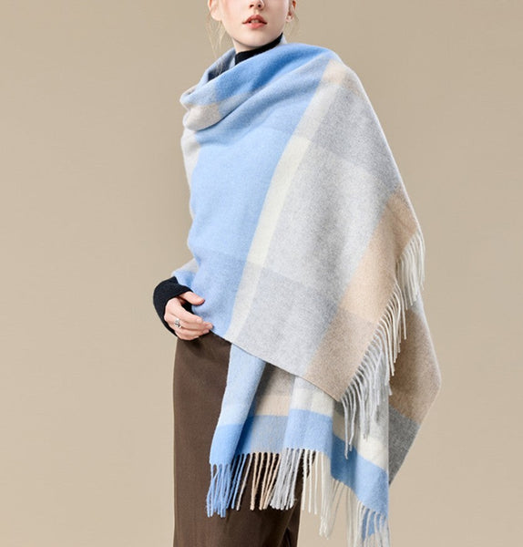 Large Wool Scarf, Winter Shawl, Christmas Holiday Gift, Evening Wrap, Winter Shawl, Elegant Shawl, Warm Cape, Cold Weather Scarf, Fashion Scarf, Oversized Scarf-ArtWorkCrafts.com