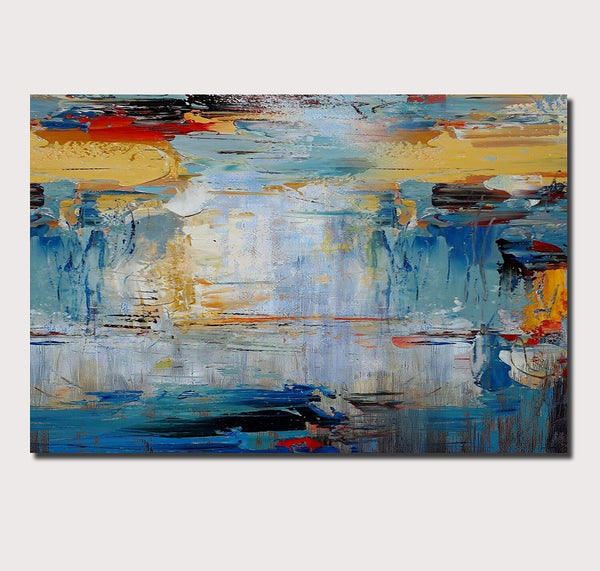 Acrylic Paintings for Living Room, Large Simple Modern Art, Blue Abstract Acrylic Painting, Contemporary Wall Art Paintings-ArtWorkCrafts.com