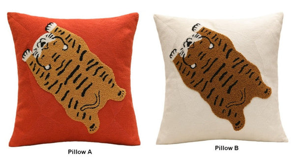 Contemporary Modern Sofa Pillow Covers, Square Modern Throw Pillows for Couch, Lovely Tiger Decorative Pillows for Children's Room, Decorative Pillows for Bedroom-ArtWorkCrafts.com