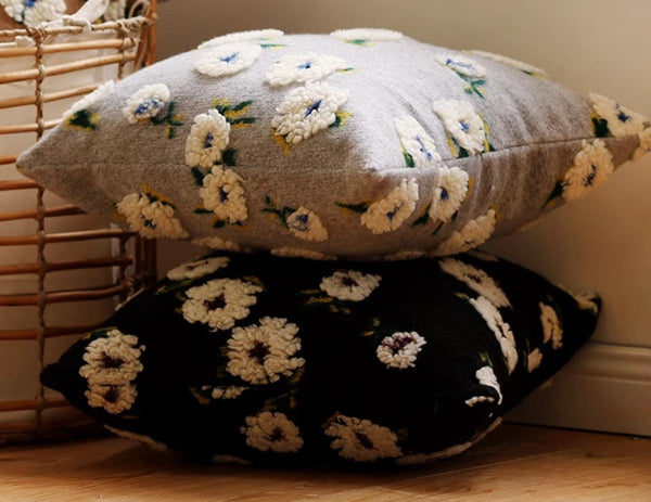 Square Modern Throw Pillows for Couch, Contemporary Modern Sofa Pillows, Flower Decorative Pillow Covers, Decorative Pillows for Bedroom-ArtWorkCrafts.com