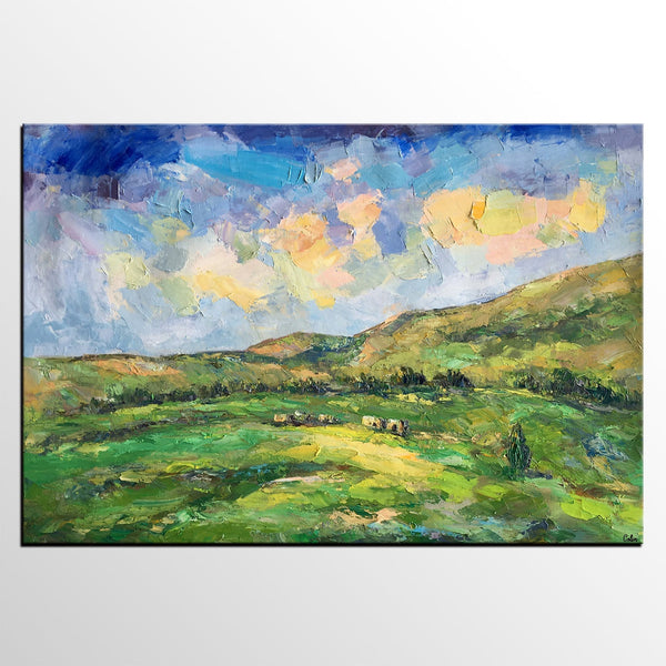 Landscape Painting for Sale, Mountain Painting, Custom Original Landscape Painting on Canvas, Landscape Painting for Living Room-ArtWorkCrafts.com