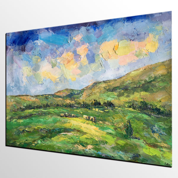 Landscape Painting for Sale, Mountain Painting, Custom Original Landscape Painting on Canvas, Landscape Painting for Living Room-ArtWorkCrafts.com