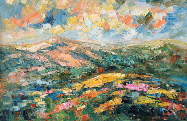 Landscape Oil Painting, Abstract Autumn Mountain Painting, Canvas Painting for Sale