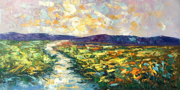 Mountain River Painting, Canvas Oil Paintings, Bedroom Wall Art Paintings, Custom Large Original Oil Painting