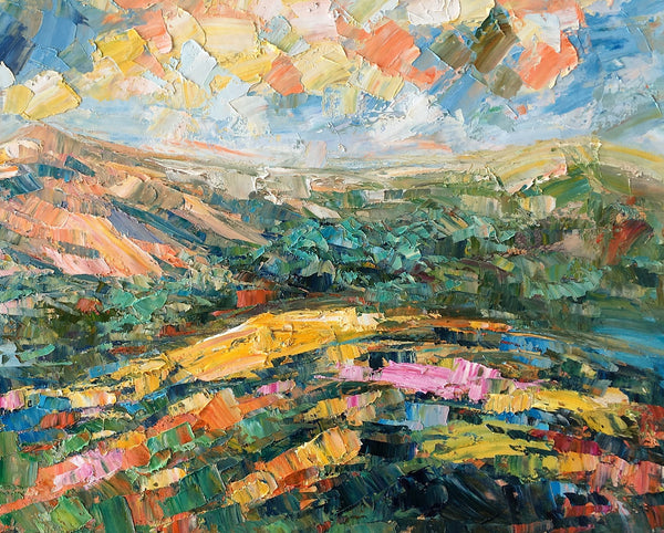 Landscape Oil Painting, Abstract Autumn Mountain Painting, Canvas Painting for Sale