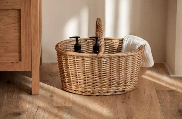 Small Picnic Storage Basket with Handle, Hand-woven Wicker Storage Basket, Willow Weaving Baskets for Vegetable, Natural Fruit Basket, Kitchen Storage Baskets-ArtWorkCrafts.com