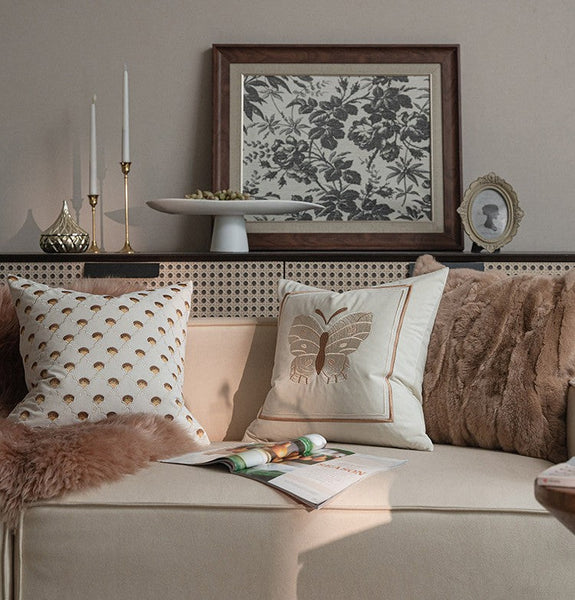 Modern Decorative Pillows for Bedroom, Decorative Pillow Arrangement Ideas for Couch, Embroidered Butterfly Pillow Covers, Large Decorative Throw Pillows for Living Room-ArtWorkCrafts.com