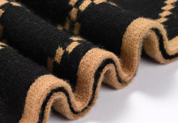 Elegant Wool Scarves, Black Brown Warm Winter Scarf, Winter Wool Scarf, Soft Cashmere Scarf for Women, Cold Weather Scarf, Fashion Scarf, Christmas Gifts for Her, Holiday Scarf-ArtWorkCrafts.com