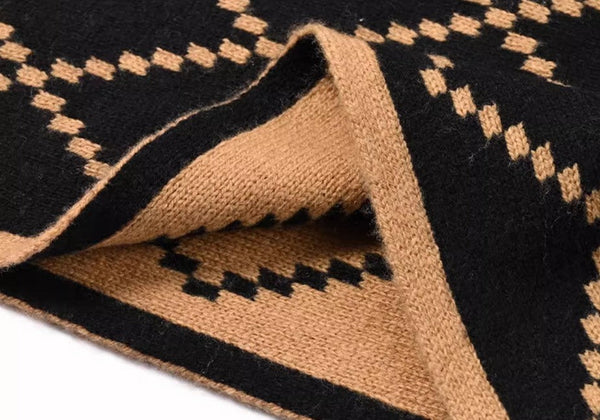 Elegant Wool Scarves, Black Brown Warm Winter Scarf, Winter Wool Scarf, Soft Cashmere Scarf for Women, Cold Weather Scarf, Fashion Scarf, Christmas Gifts for Her, Holiday Scarf-ArtWorkCrafts.com