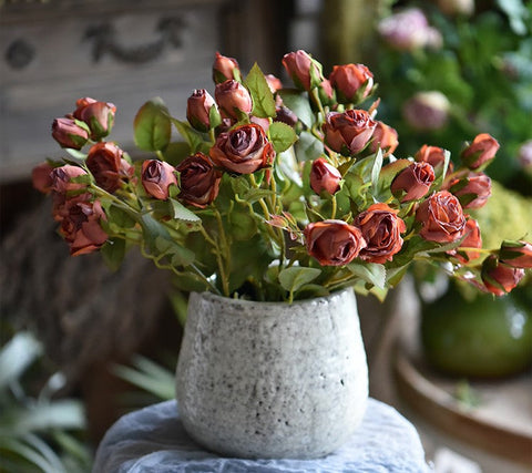 Artificial Floral for Bedroom, 12 Branches of Rose Flowers, Botany Plants, Rose Flower in Vase, Simple Flower Arrangement Ideas for Home Decoration-ArtWorkCrafts.com