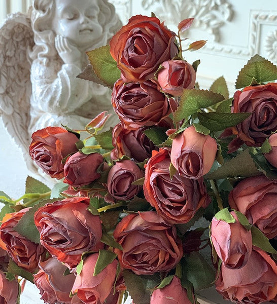 Artificial Floral for Bedroom, 12 Branches of Rose Flowers, Botany Plants, Rose Flower in Vase, Simple Flower Arrangement Ideas for Home Decoration-ArtWorkCrafts.com