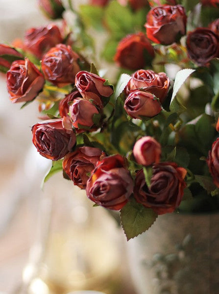 Artificial Floral for Bedroom, 12 Branches of Rose Flowers, Botany Plants, Rose Flower in Vase, Simple Flower Arrangement Ideas for Home Decoration-ArtWorkCrafts.com