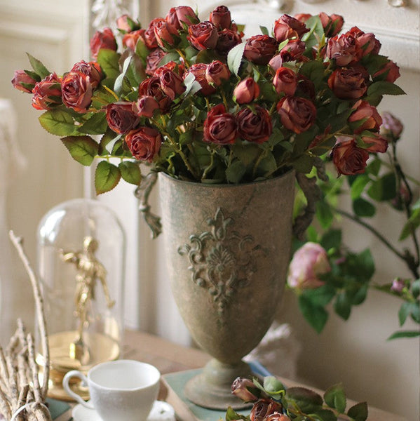 Artificial Floral for Bedroom, 12 Branches of Rose Flowers, Botany Plants, Rose Flower in Vase, Simple Flower Arrangement Ideas for Home Decoration-ArtWorkCrafts.com