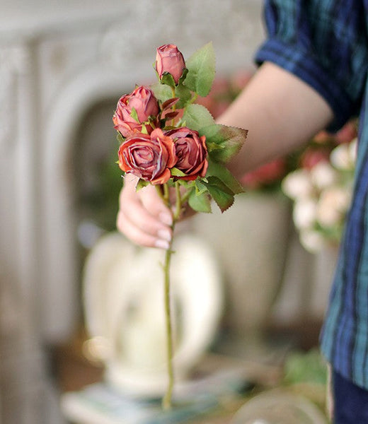 Artificial Floral for Bedroom, 12 Branches of Rose Flowers, Botany Plants, Rose Flower in Vase, Simple Flower Arrangement Ideas for Home Decoration-ArtWorkCrafts.com