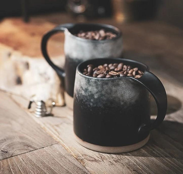 Black Pottery Coffee Cup, Ceramic Coffee Mug, Latte Coffee Cup, Handmade Coffee Cup, Large Tea Cup-ArtWorkCrafts.com