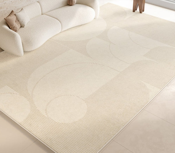 Modern Cream Color Rugs for Living Room, Modern Rugs under Sofa, Abstract Contemporary Rugs for Bedroom, Dining Room Floor Rugs, Modern Rugs for Office-ArtWorkCrafts.com