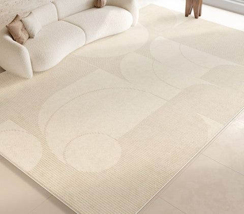 Abstract Contemporary Rugs for Bedroom, Modern Cream Color Rugs for Living Room, Modern Rugs under Sofa, Dining Room Floor Rugs, Modern Rugs for Office-ArtWorkCrafts.com