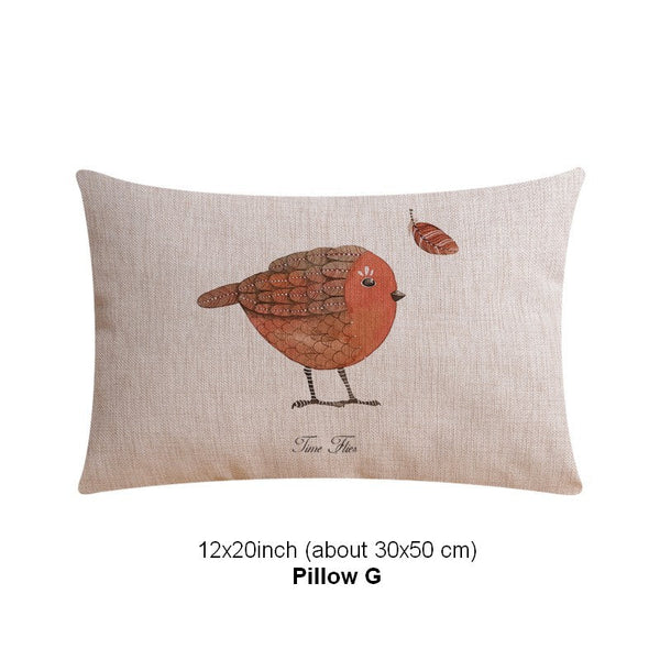 Simple Decorative Pillow Covers, Decorative Sofa Pillows for Children's Room, Love Birds Throw Pillows for Couch, Singing Birds Decorative Throw Pillows-ArtWorkCrafts.com