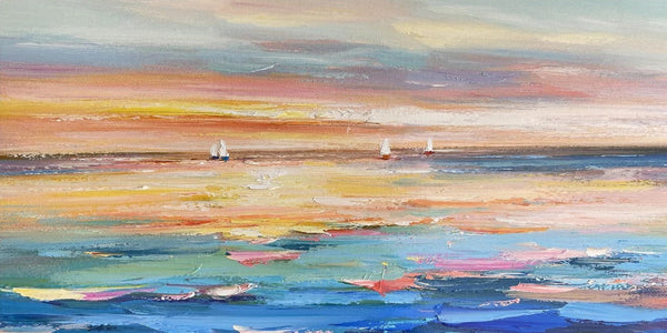 Oversized Canvas Painting for Sale, Simple Painting Ideas for Dining Room, Acrylic Painting on Canvas, Modern Acrylic Canvas Painting, Sail Boat Paintings-ArtWorkCrafts.com