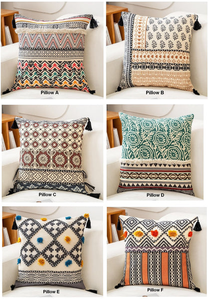 Oriental Square Pillows for Couch, Geometric Modern Pillows, Decorative Throw Pillows for Living Room, Bohemian Decorative Sofa Pillows-ArtWorkCrafts.com