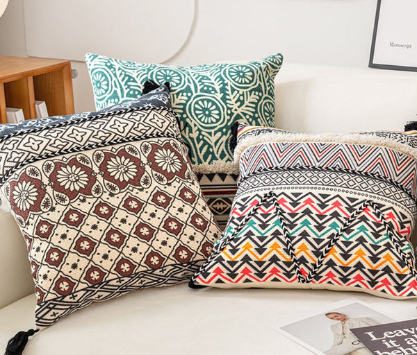 Decorative Throw Pillows for Living Room, Bohemian Decorative Sofa Pillows, Geometric Modern Pillows, Oriental Square Pillows for Couch-ArtWorkCrafts.com