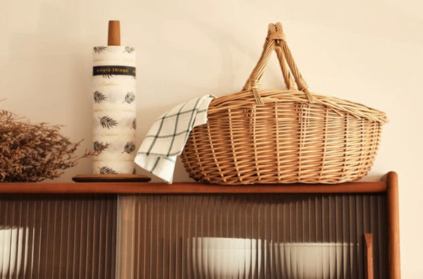 Large Kitchen Storage Baskets, Picnic Storage Basket with Handle, Hand-woven Wicker Storage Basket, Willow Weaving Baskets for Vegetable, Natural Fruit Basket-ArtWorkCrafts.com