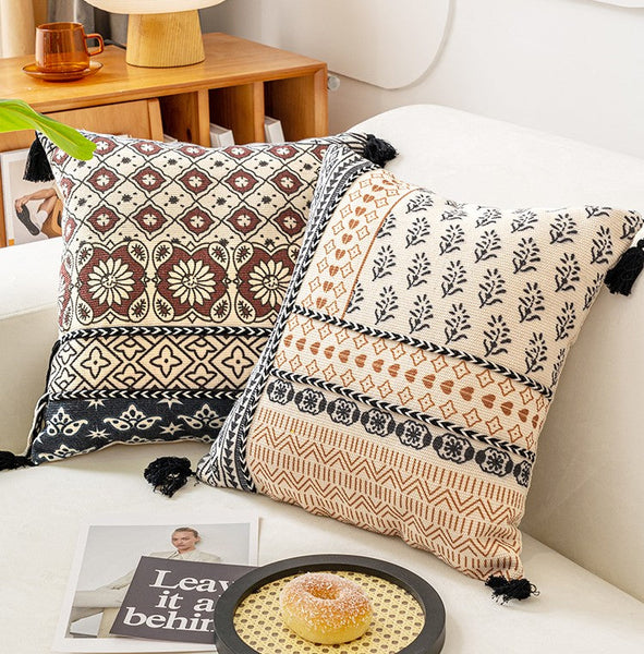 Oriental Square Pillows for Couch, Geometric Modern Pillows, Decorative Throw Pillows for Living Room, Bohemian Decorative Sofa Pillows-ArtWorkCrafts.com