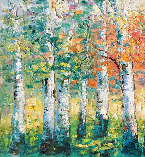 Custom Canvas Painting for Living Room, Heavy Texture Canvas Art, Autumn Tree Landscape Art