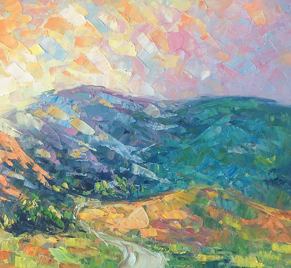 Mountain Landscape Painting, Spring Mountain Painting, Custom Canvas Painting for Sale, Original Paintings for Sale, Oil Painting on Canvas-ArtWorkCrafts.com