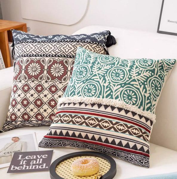 Oriental Square Pillows for Couch, Geometric Modern Pillows, Decorative Throw Pillows for Living Room, Bohemian Decorative Sofa Pillows-ArtWorkCrafts.com