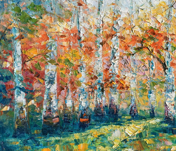 Original Wall Art, Birch Tree Painting, Landscape Painting, Custom Canvas Wall Art, Original Artwork, Canvas Painting, Tree Painting-ArtWorkCrafts.com