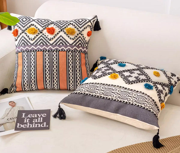 Oriental Square Pillows for Couch, Geometric Modern Pillows, Decorative Throw Pillows for Living Room, Bohemian Decorative Sofa Pillows-ArtWorkCrafts.com